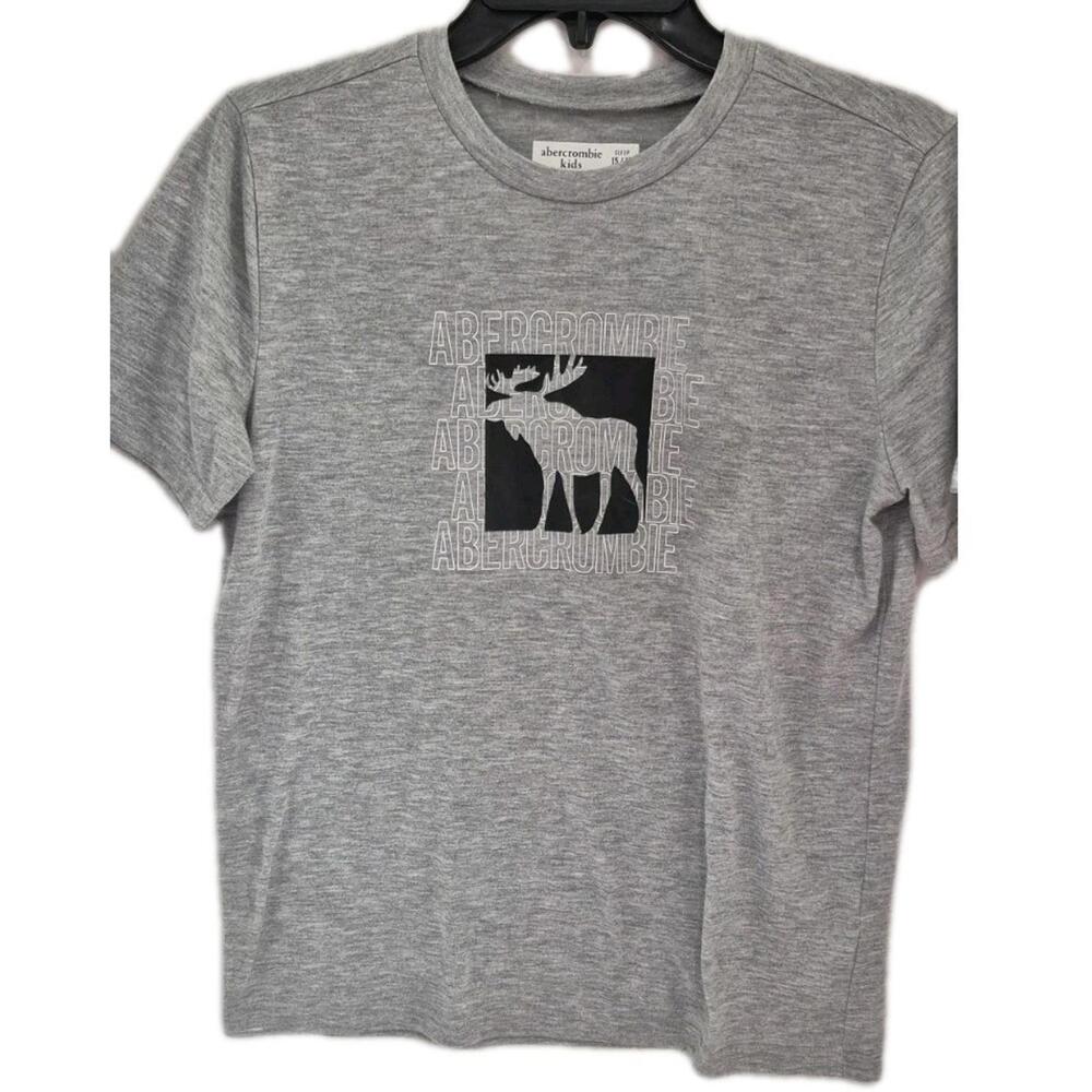 Abercrombie Kids Sleep T- Shirt Size 15/16 Large - Gray & Black with Moose Logo